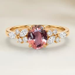 Bague Floral Saphir Padparadscha Ovale de 1,52ct