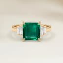 Anillo Art Déco Esmeralda de Zambia Rectángulo de 2,10ct