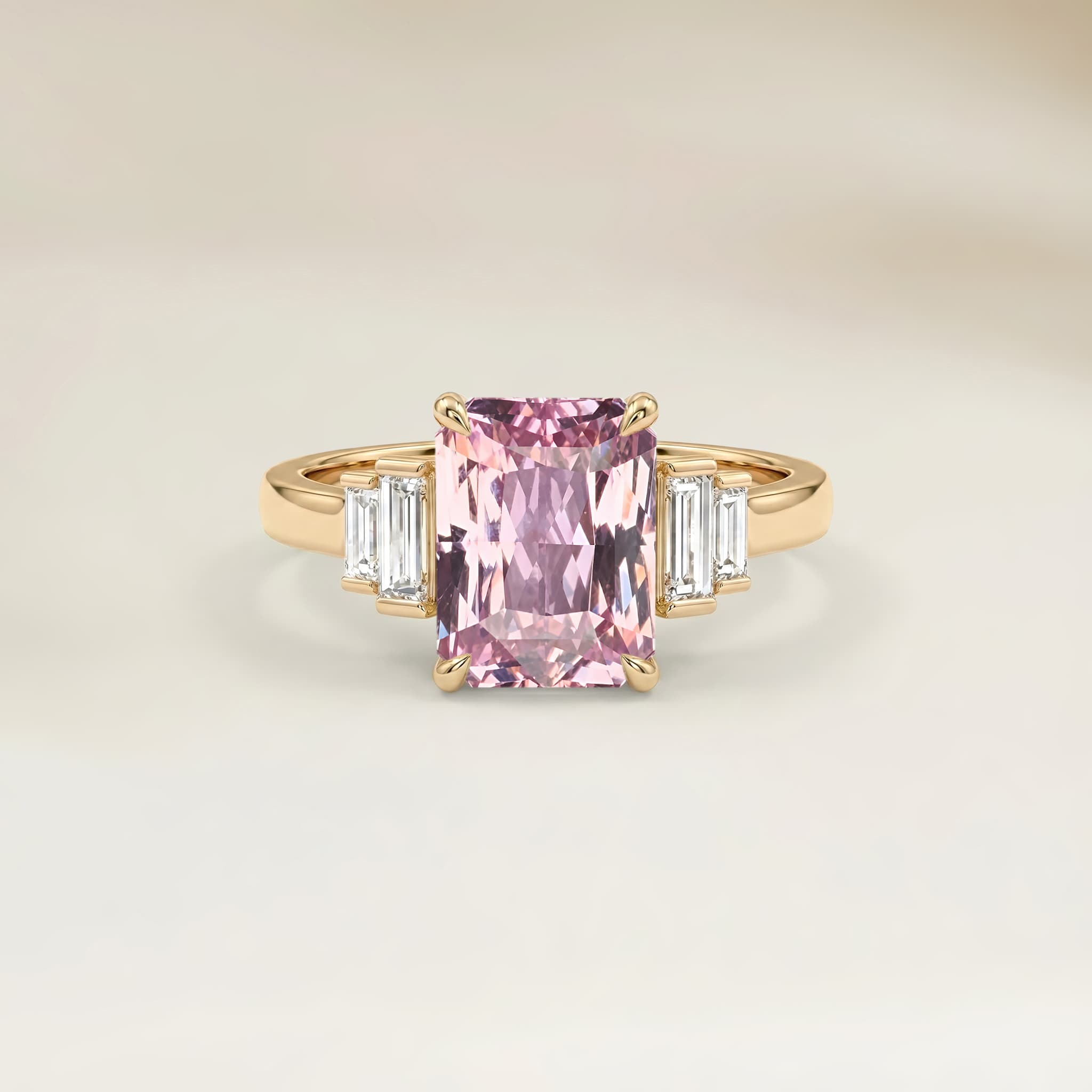 Bague Art Deco Saphir Rectangle de 1,09ct — Or Jaune 18k - vue principale