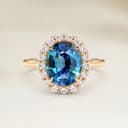 Bague Vintage Saphir Teal Ovale de 2,04ct