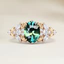 Floral Ring – Oval Teal Sapphire 2.04ct