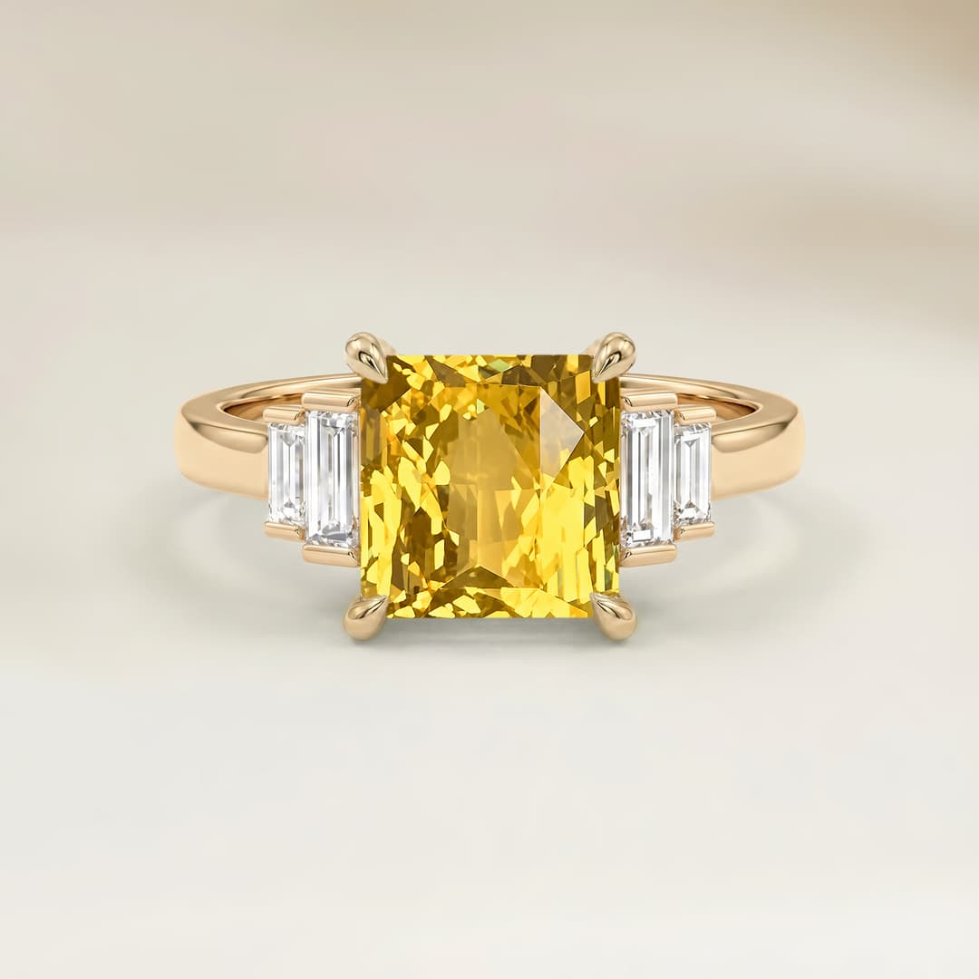 Anello Art Deco Zaffiro Giallo Radiant da 2,55ct