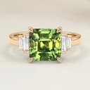 Anello Art Déco Zaffiro Verde Rettangolo da 2,56ct