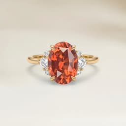 Bague Epaulé Saphir Orange Ovale de 1,60ct