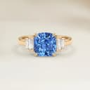 Anello Art Deco Zaffiro Blu Cuscino da 2,71ct