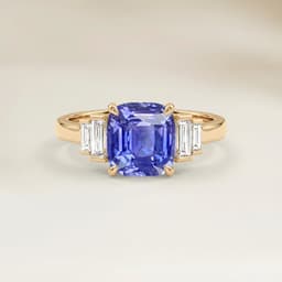Art Deco Ring Cushion Purple Sapphire 1.54ct