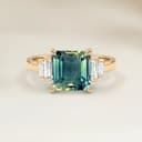 Art Deco Bicolour Sapphire Rectangle Ring 1.12ct