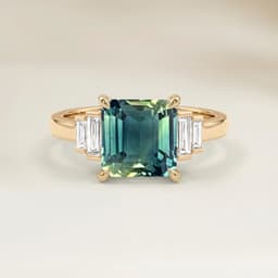 Anillo Art Déco Zafiro Bicolor Rectángulo de 1,12ct