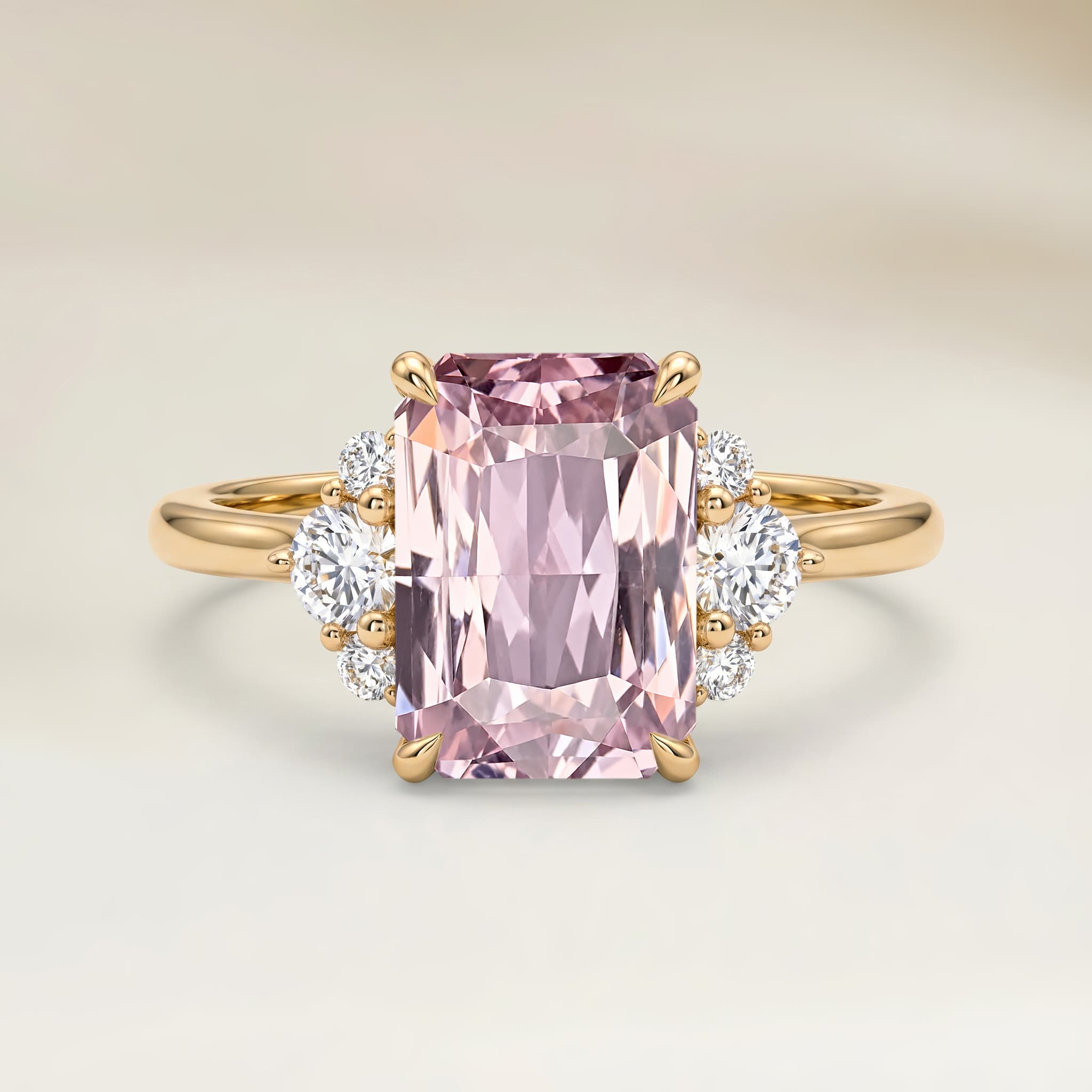Bague Epaulé Saphir Rectangle de 1,09ct — Or Jaune 18k - vue principale