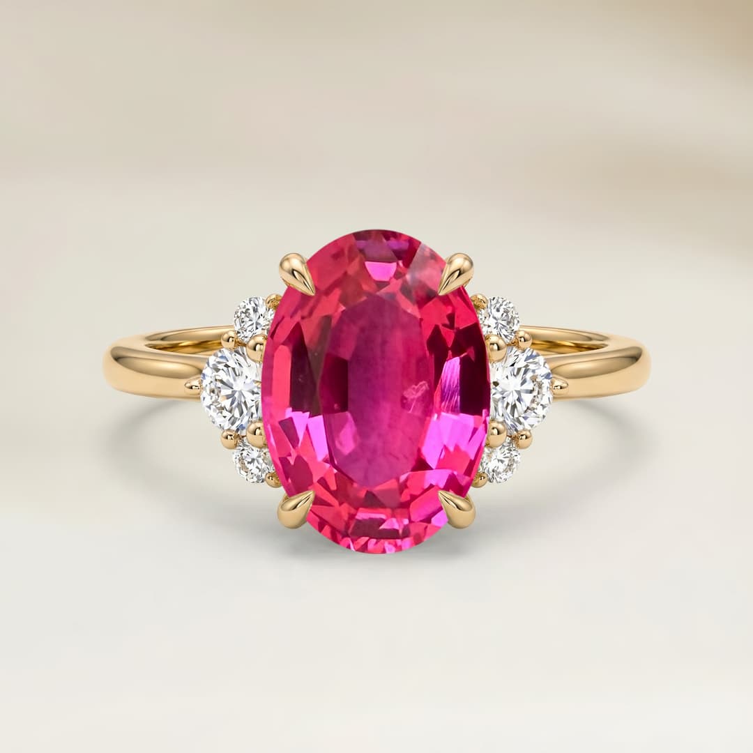 Shoulder-Set Ring in Pink Spinel Oval 2.12ct