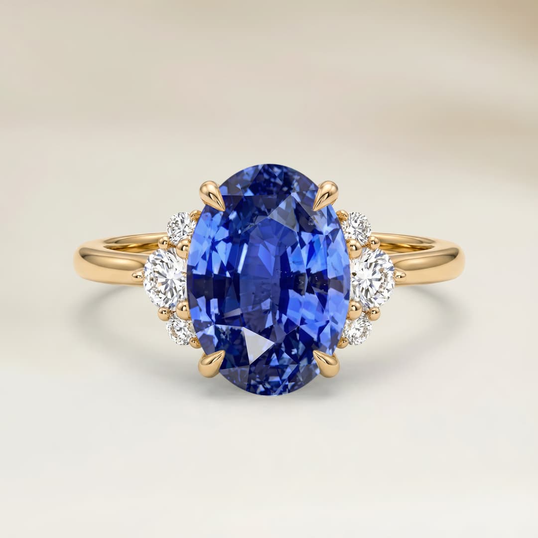 Anillo Hombrera Zafiro Azul Oval de 2,17ct