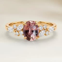 Bague Floral Saphir Padparadscha Ovale de 1,54ct
