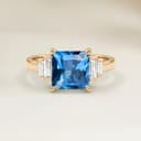 Ring Art Déco Teal-Saphir Radiant 1,54ct