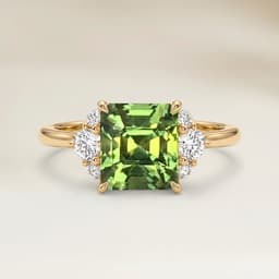 Anel Ombro Safira Verde Retangular de 2,56ct