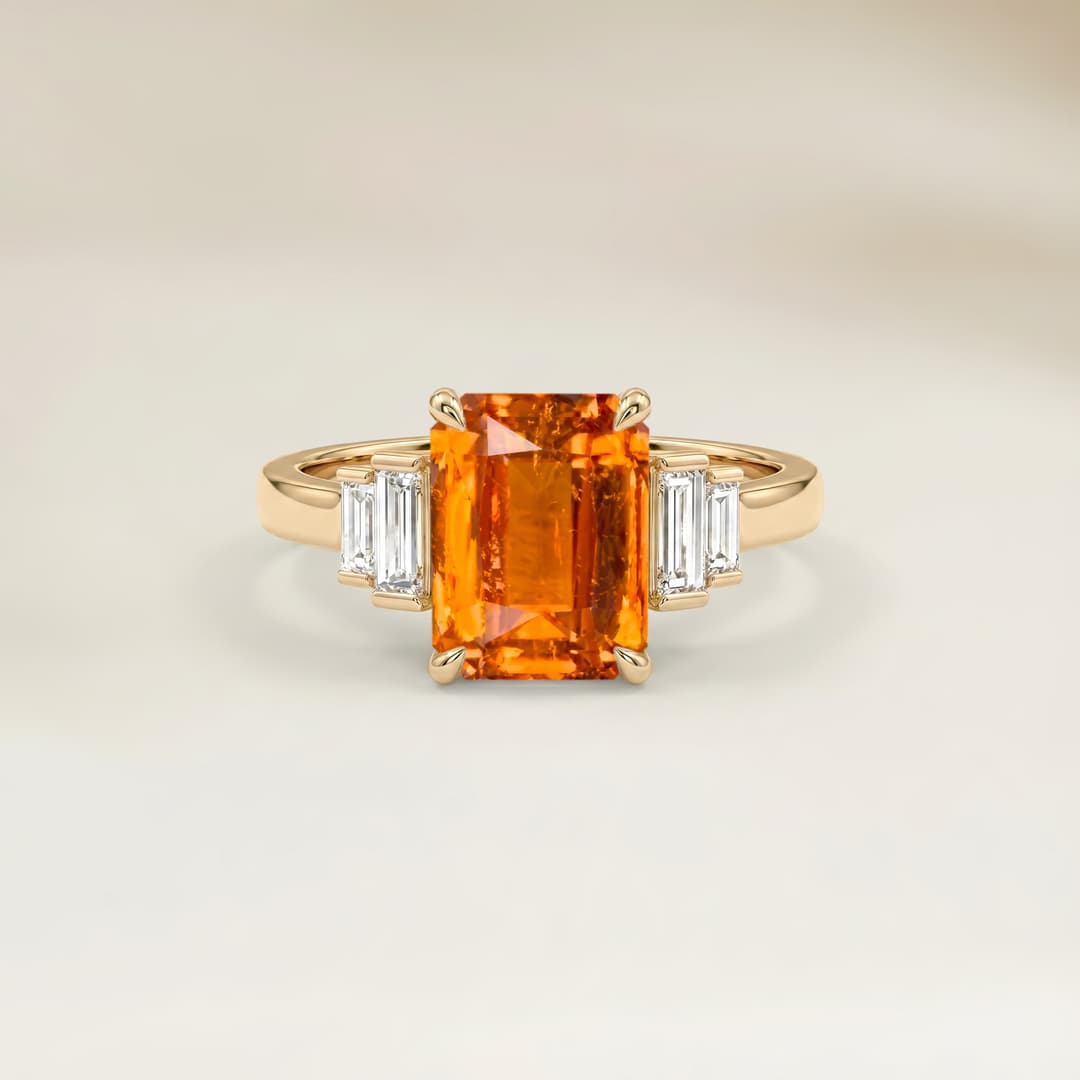Anillo Art Deco Granate Spessartita Rectángulo de 1,61ct