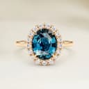 Bague Vintage Saphir Teal Ovale de 1,53ct
