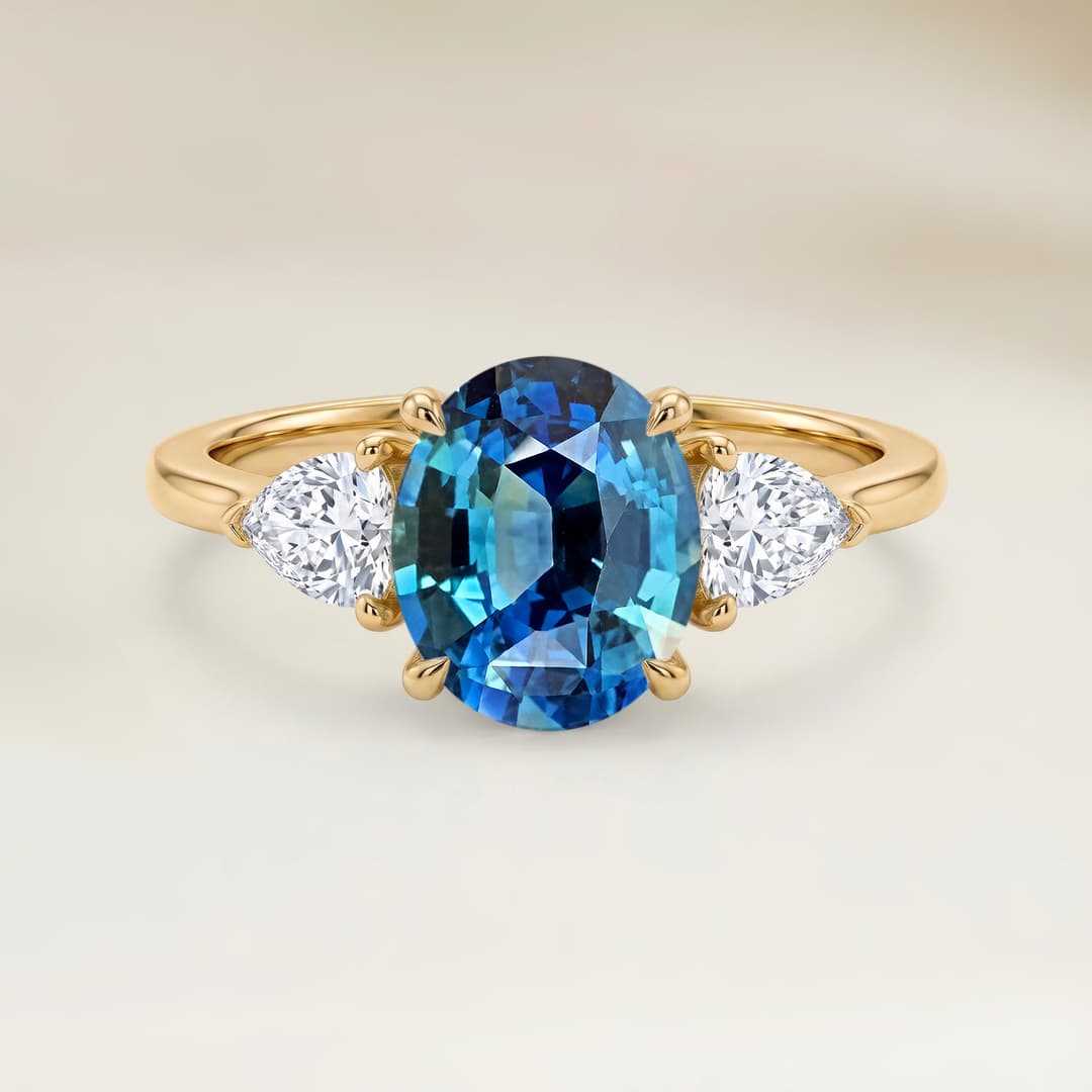 Bague Epaulé Saphir Teal Ovale de 2,04ct