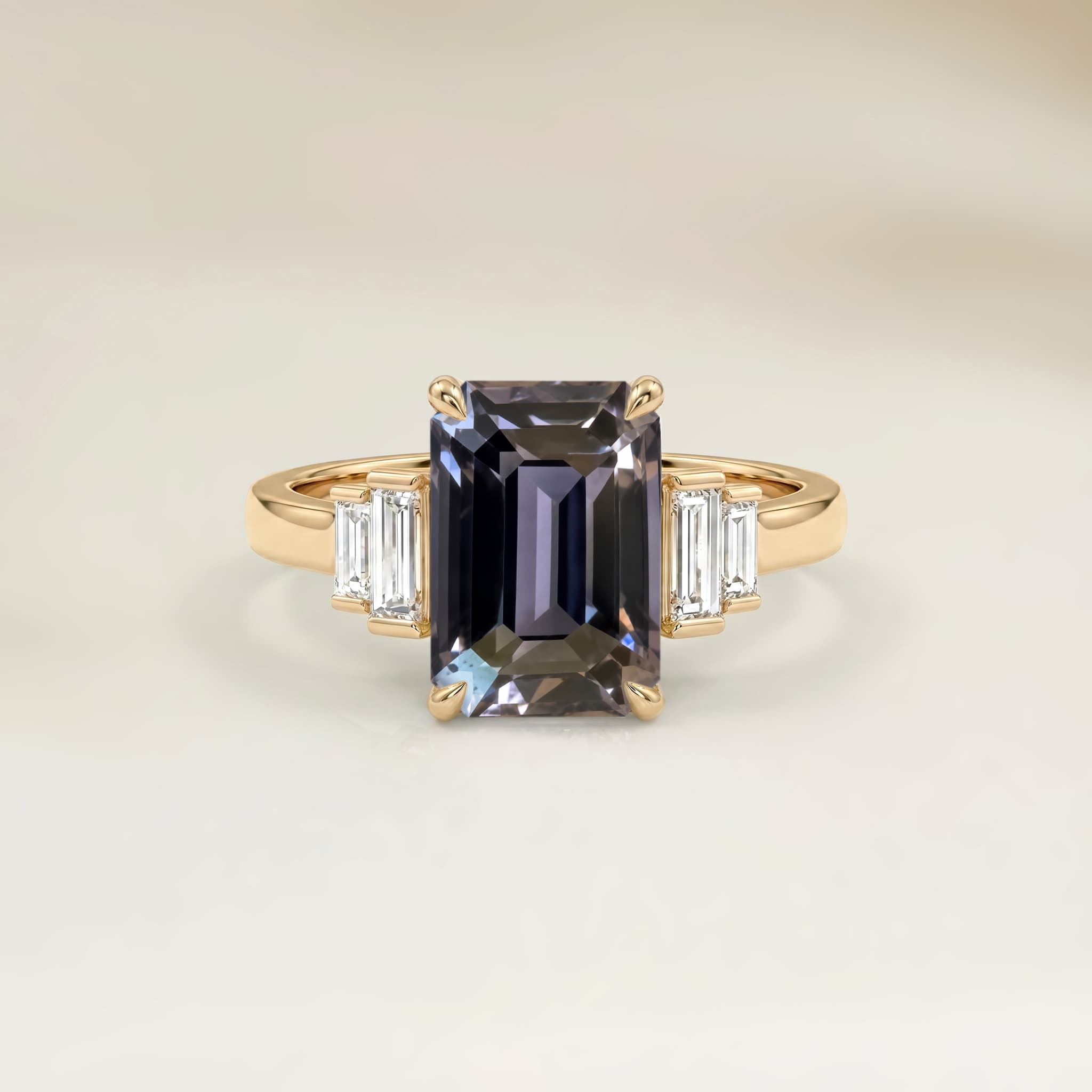 Bague Art Deco Spinelle Rectangle de 1,71ct — Or Jaune 18k - vue principale