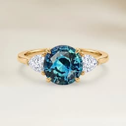 Anello con Spalle Zaffiro Teal Rotondo da 2,08ct
