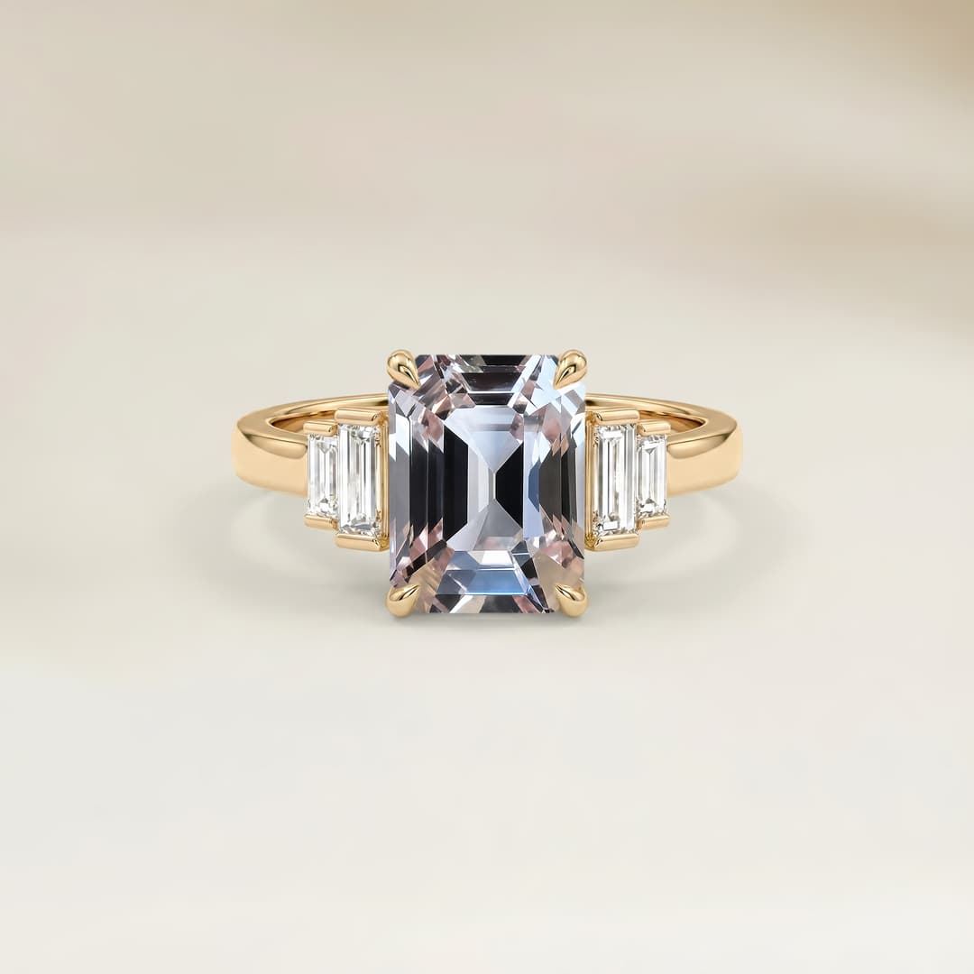 Anel Art Déco Safira Retangular de 1,52ct