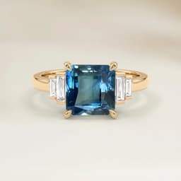 Art Deco Blue Spinel Square Ring 0.90ct