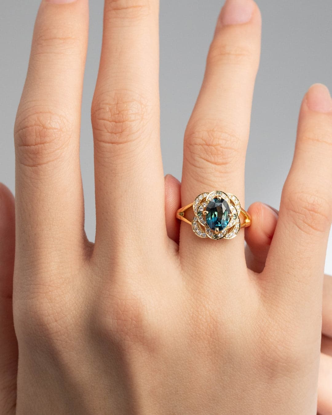 bague fiancailles saphir teal vintage