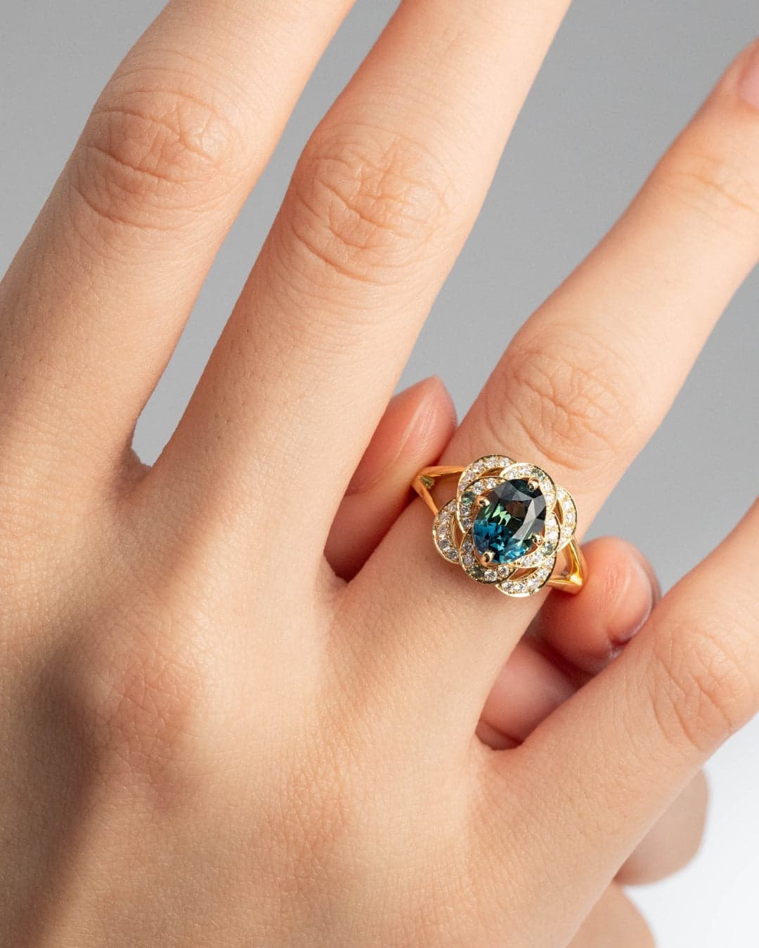 bague fiancailles saphir teal vintage