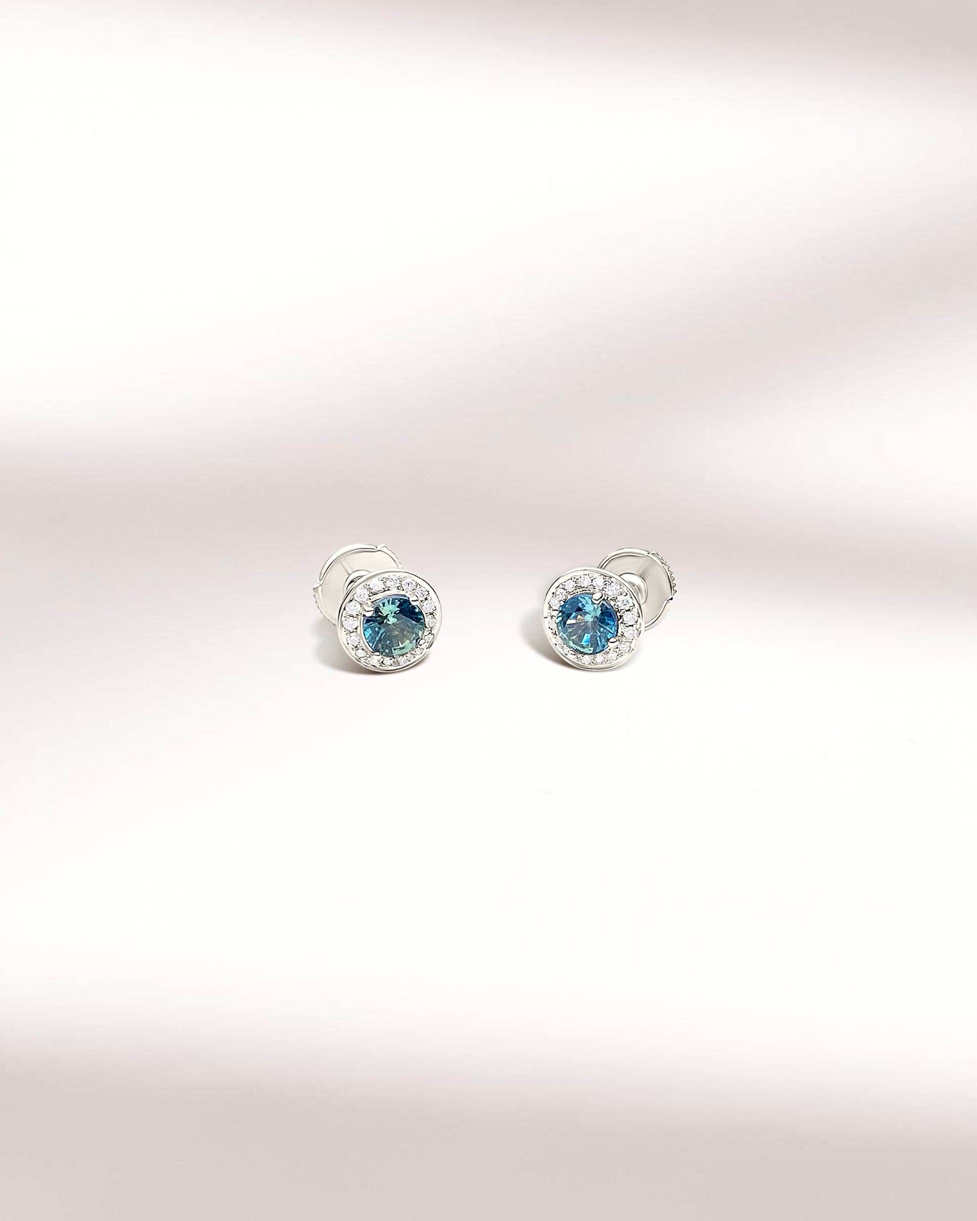 Boucles d’oreilles avec Saphir teal
