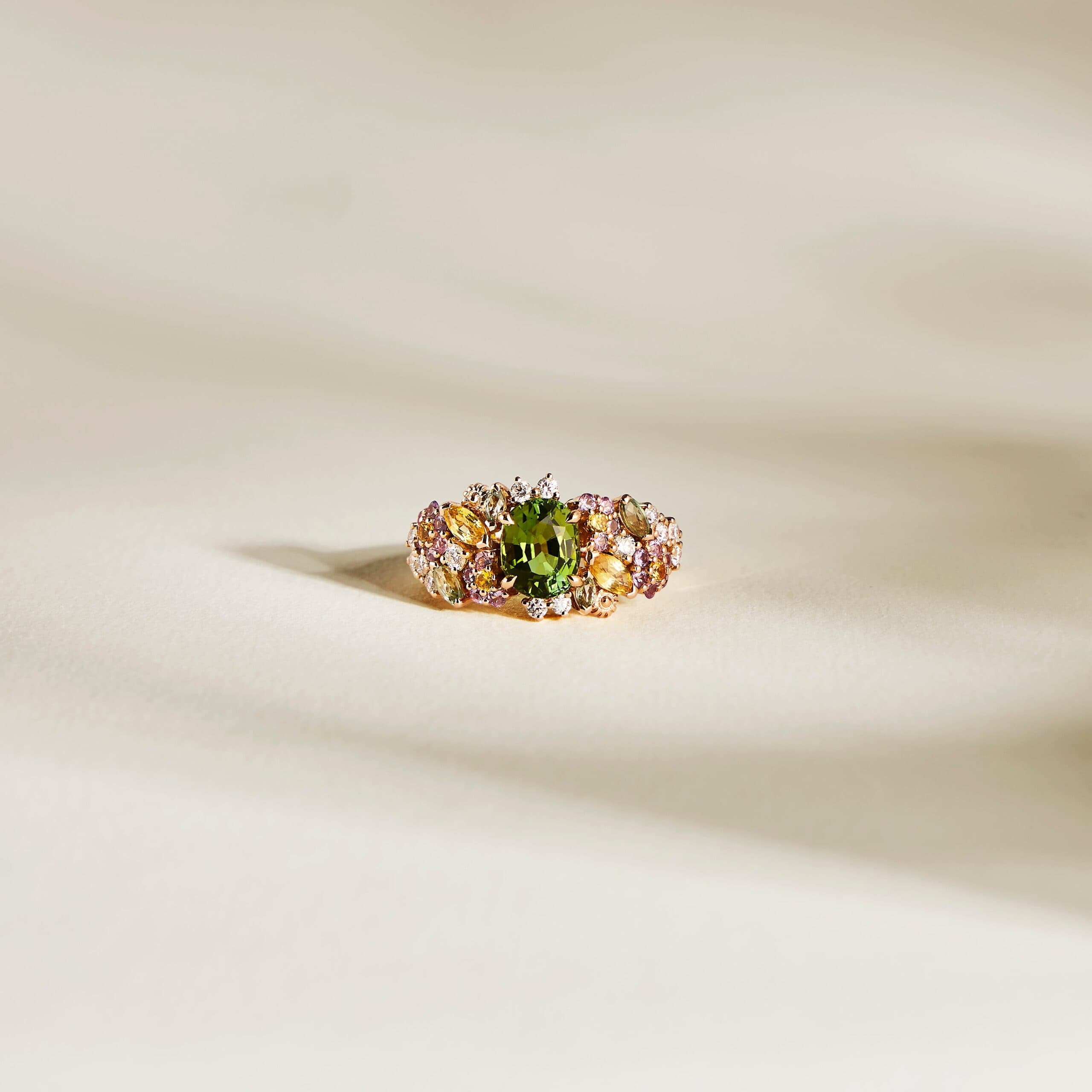 bague tourmaline florale