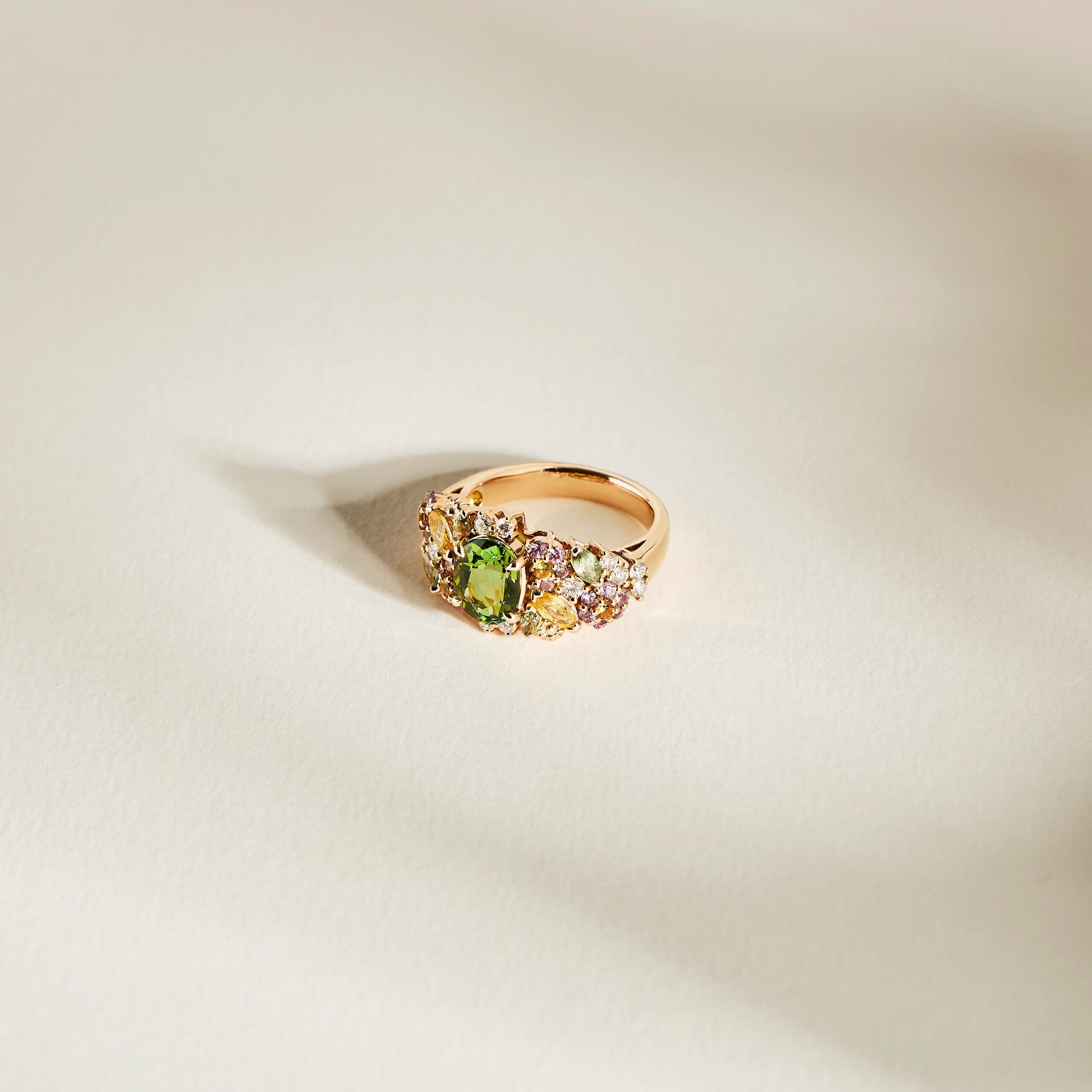 bague tourmaline florale