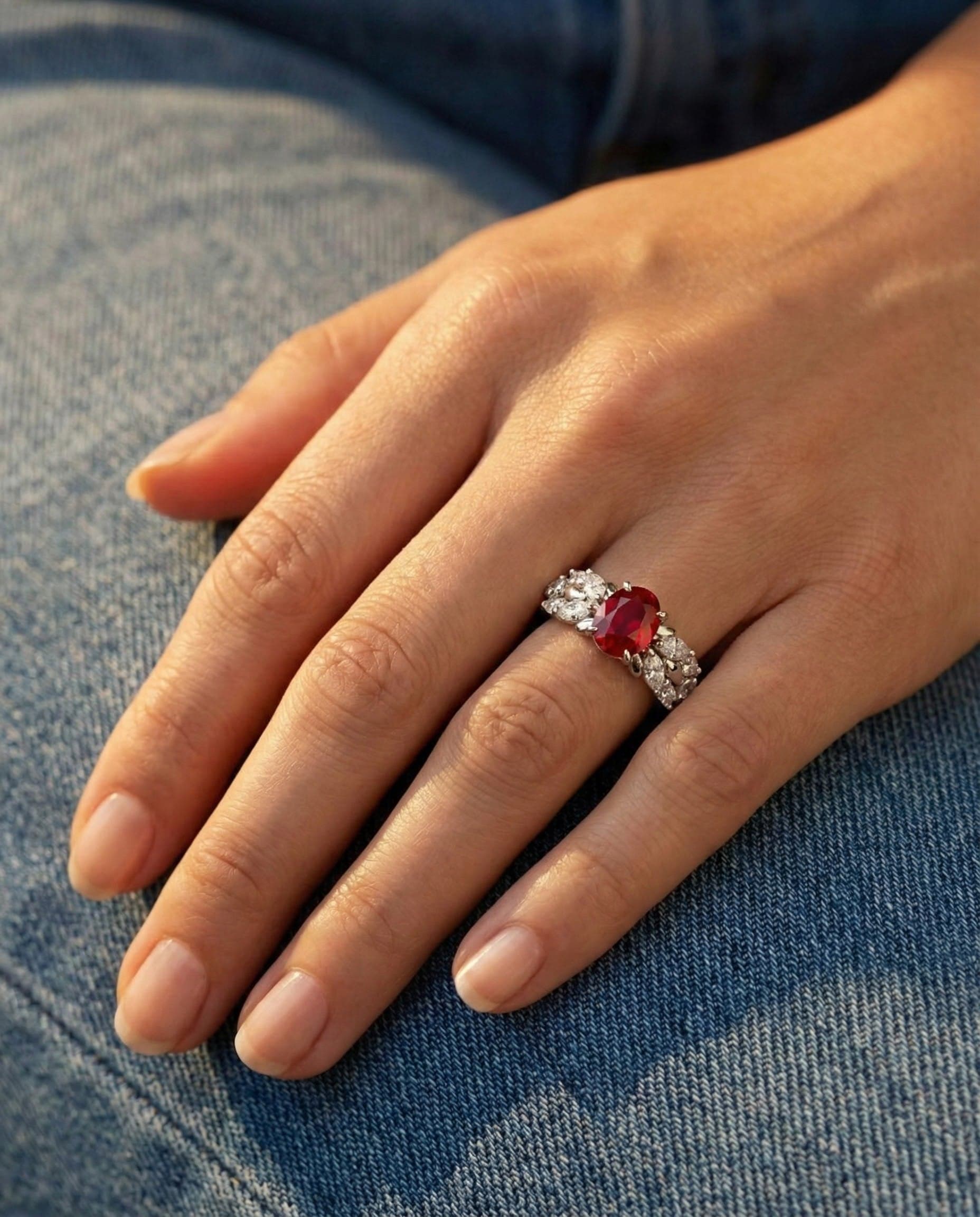 Bague de fiançailles avec Rubis du Mozambique