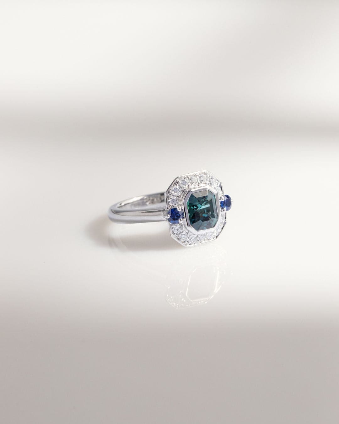 fiancailles bague art deco teal