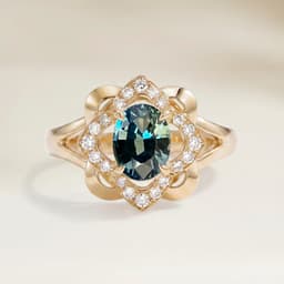 Moderner Ring Teal-Saphir Oval 1,14 kt