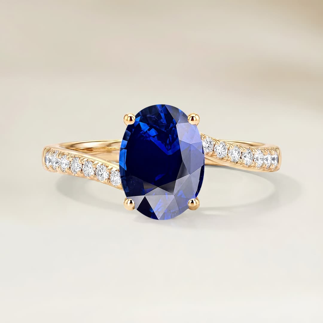 Solitär-Ring Blauer Saphir Oval 1,26 ct