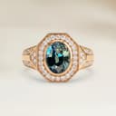 Art Deco Teal Sapphire Oval Ring 1.14ct