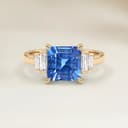 Art-Déco-Ring Blauer Saphir Emerald Cut 1,55 ct