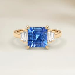 Art-Déco-Ring Blauer Saphir Emerald Cut 1,55 ct