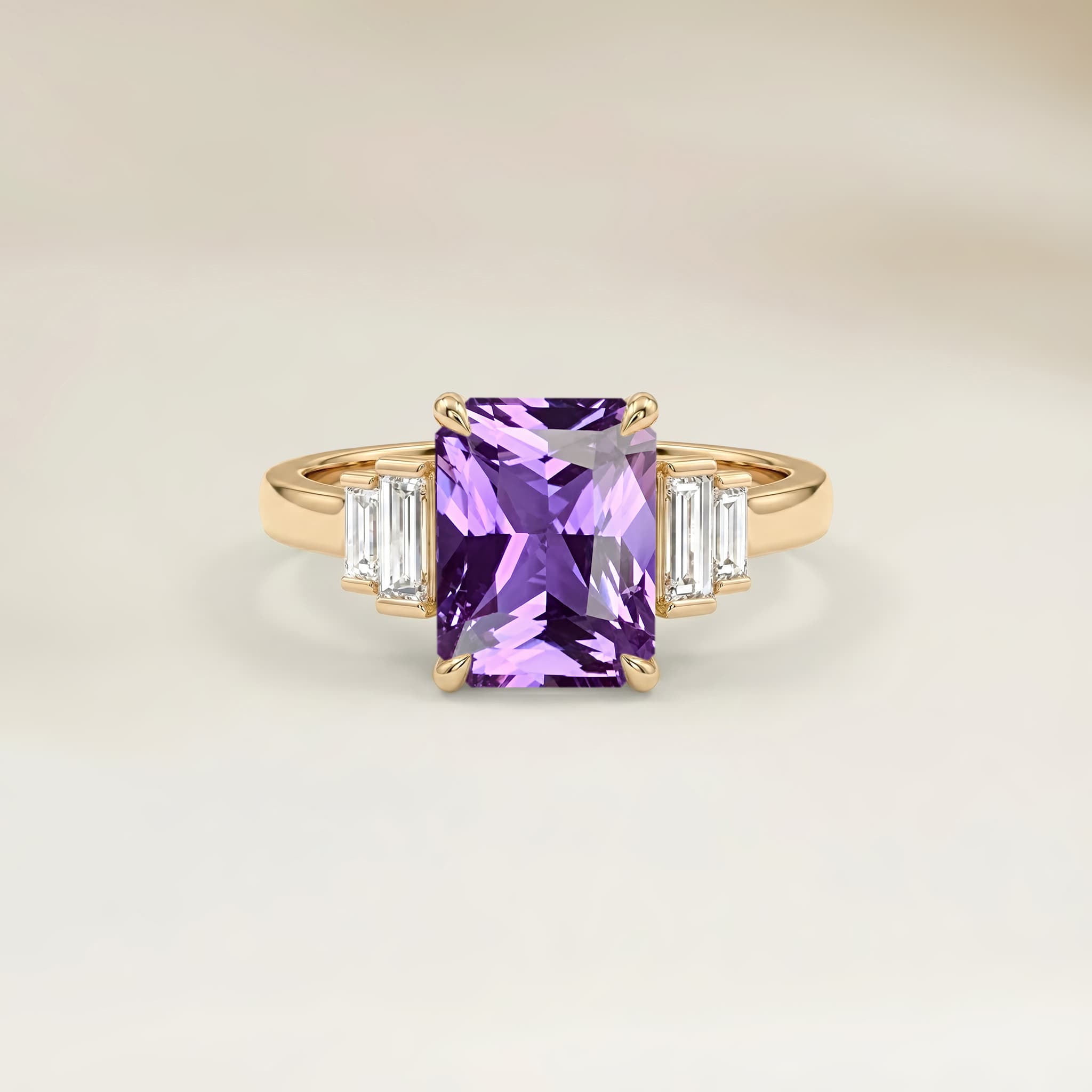 Bague Art Deco Saphir Violet Radiant de 1,60ct image 2