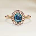Vintage Teal Sapphire Oval Ring, 2.01ct