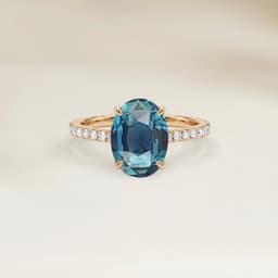 Solitär Ring Teal Saphir Oval 2,01 ct