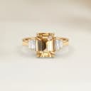 Ring Art Déco Oranger Saphir Emerald Cut 1,16 ct