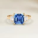 Anillo Art Déco Zafiro Azul Rectángulo de 1,65ct