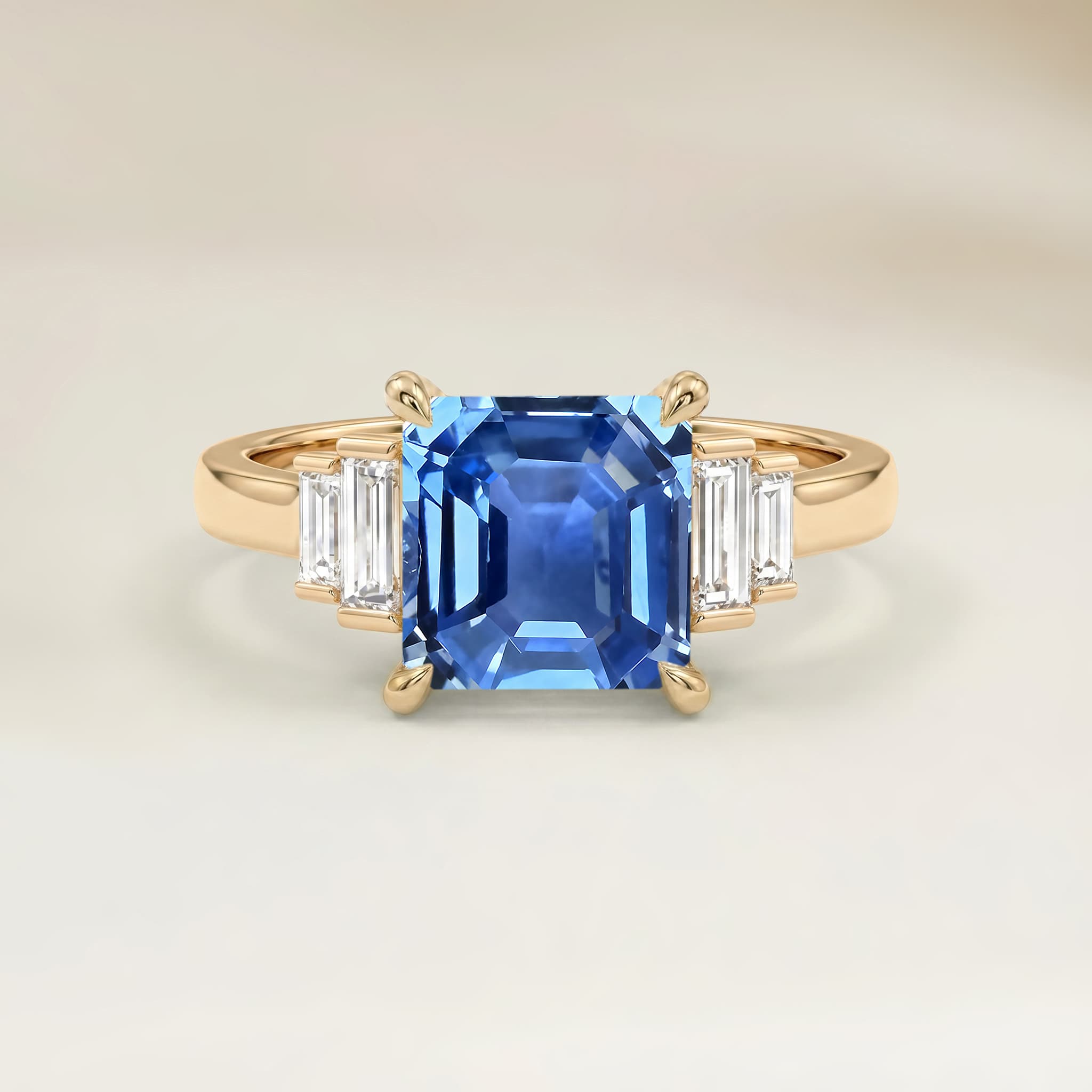 Bague Art Deco Saphir Bleu Rectangle de 1,65ct image 2