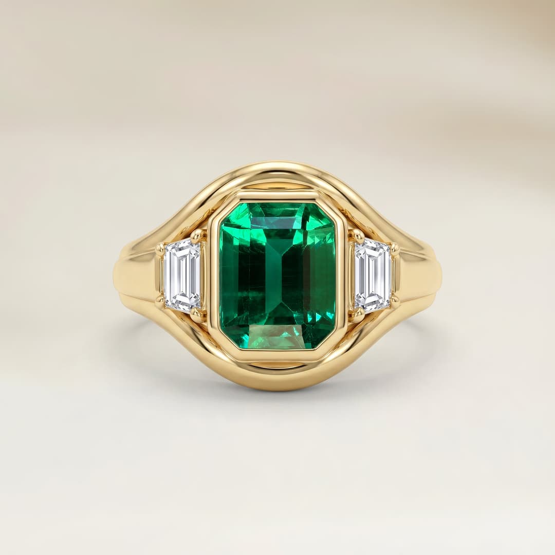 Moderner Ring mit rechteckigem Smaragd aus Sambia, 1,71 ct