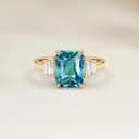Art Deco Teal Sapphire Radiant Ring 3.07ct
