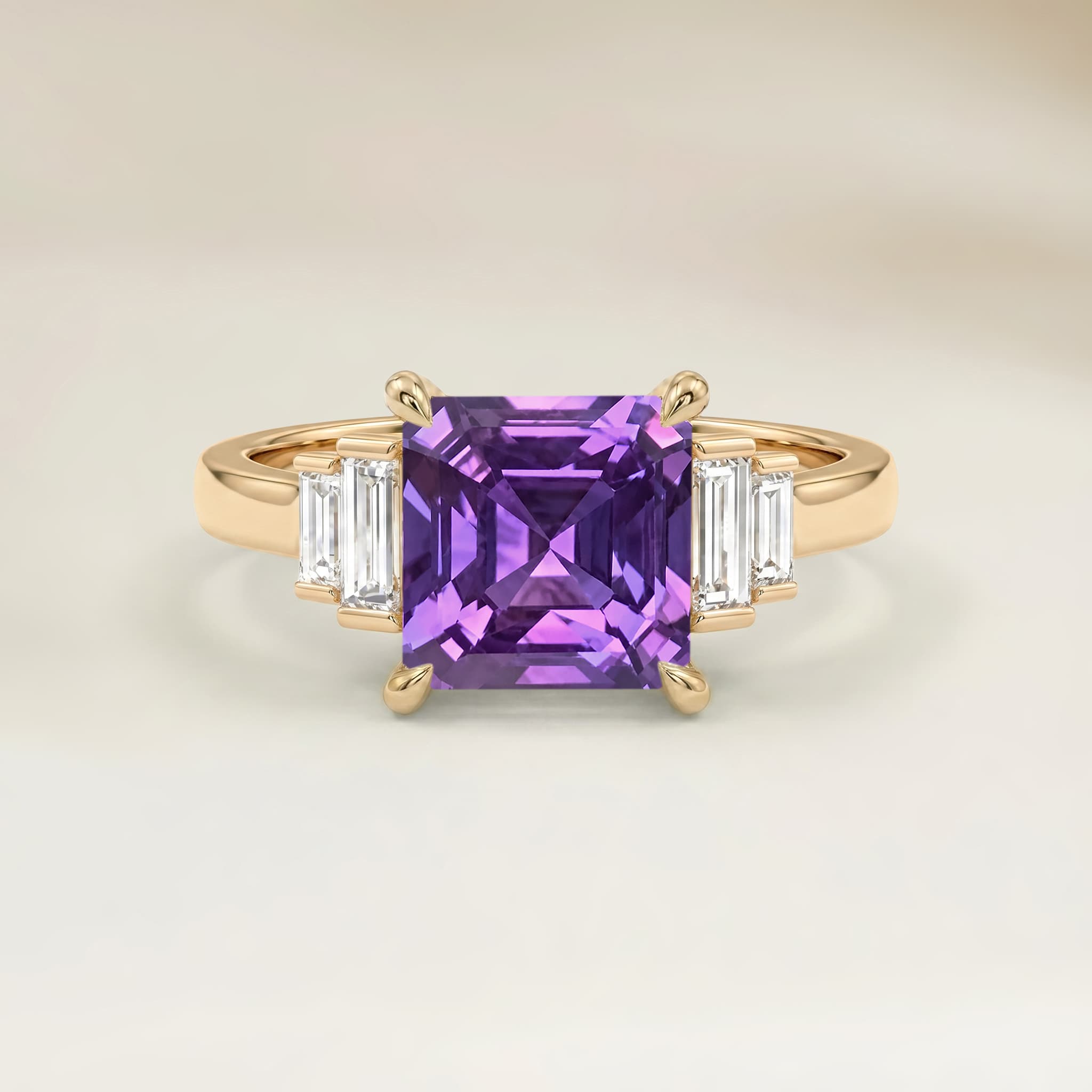 Bague Art Deco Saphir Violet Rectangle de 1,07ct image 2