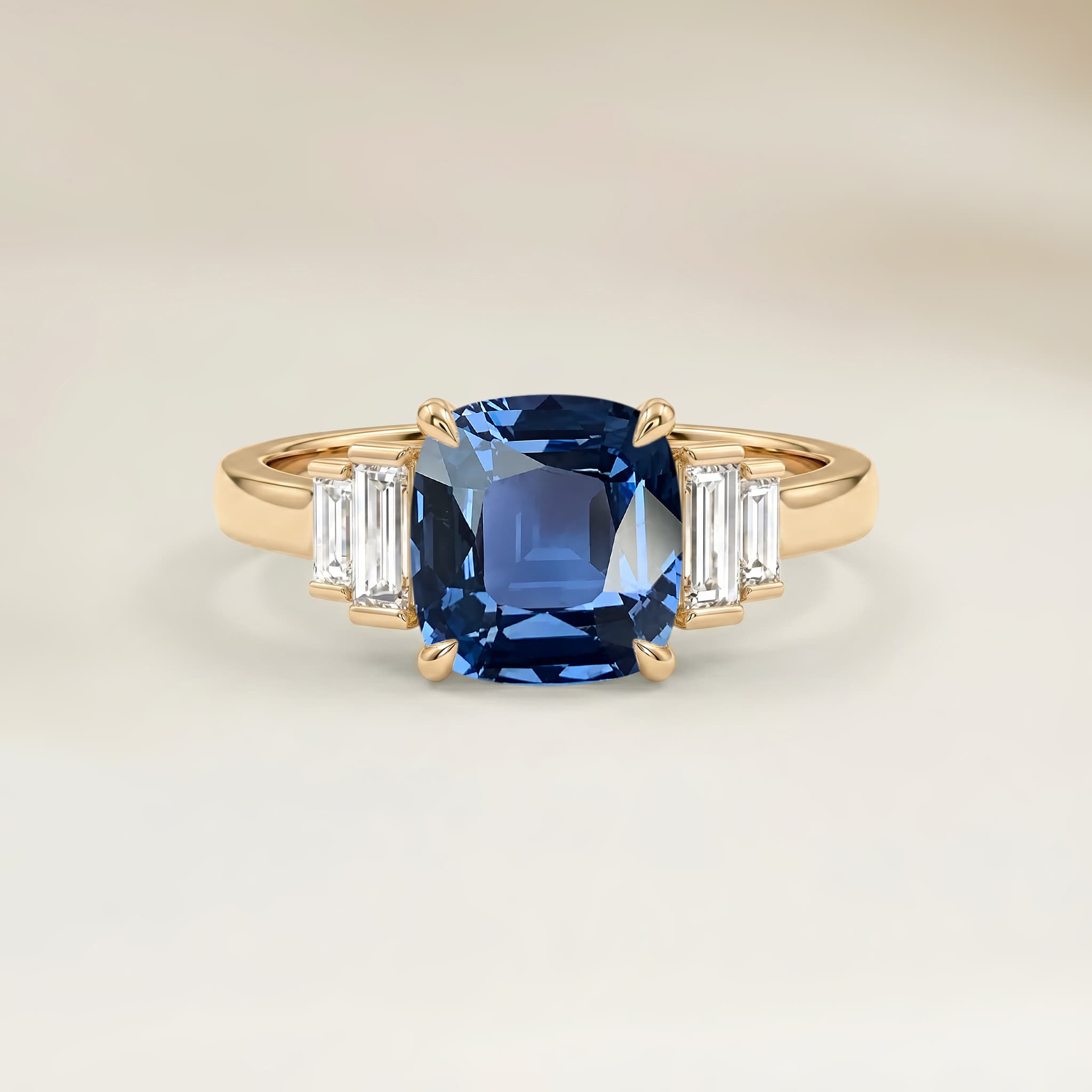 Bague Art Deco Spinelle Bleu Coussin de 1,31ct image 2