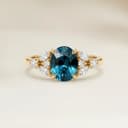 Floral Teal Sapphire Oval Ring, 1.01ct
