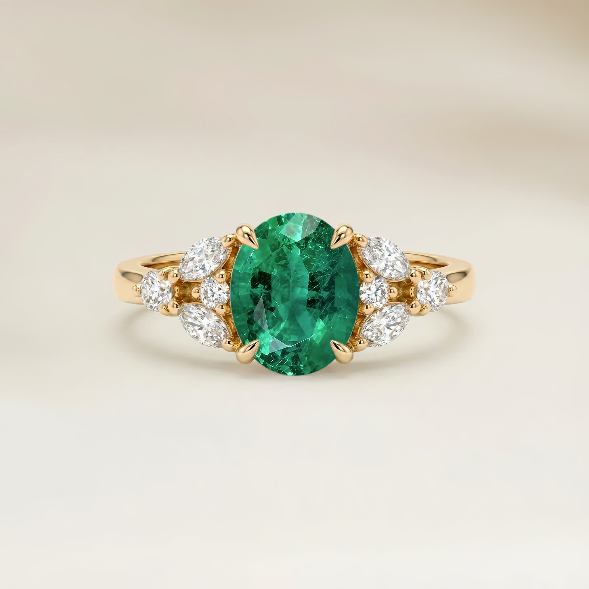Bague Floral Emeraude de Zambie Ovale de 1,62ct image 2