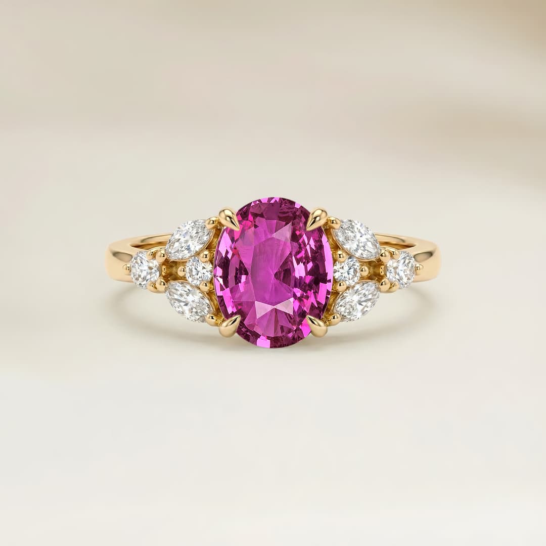 Ring Floral Rosa Saphir Oval 2,06ct